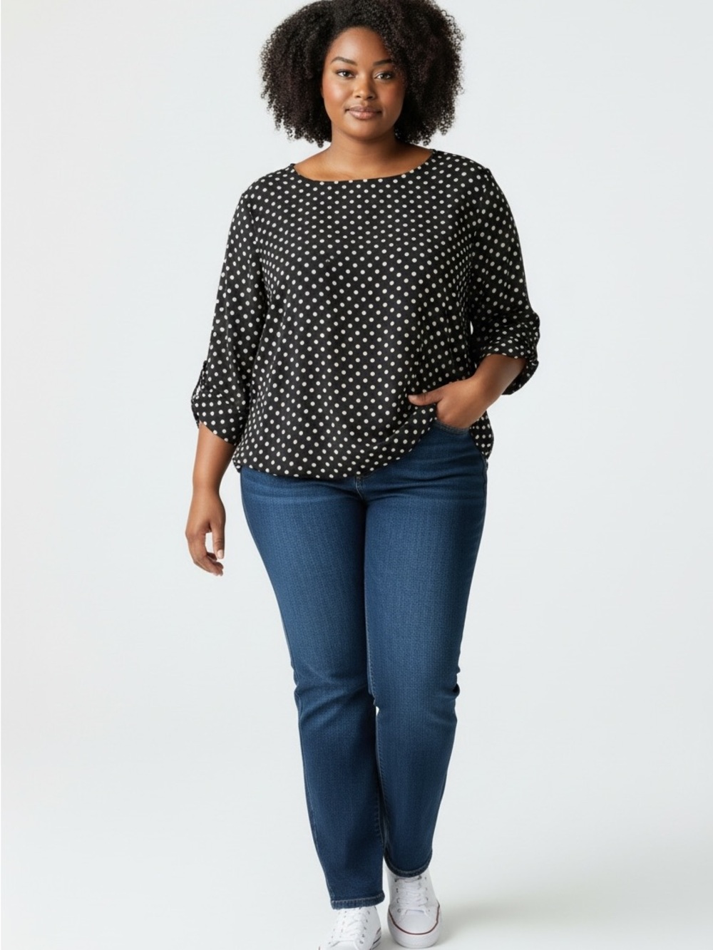 Black and White Polka Dot Women's Top